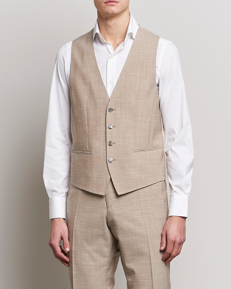Herre | Veste | BOSS BLACK | Huge Wool/Cotton Vest Light Beige