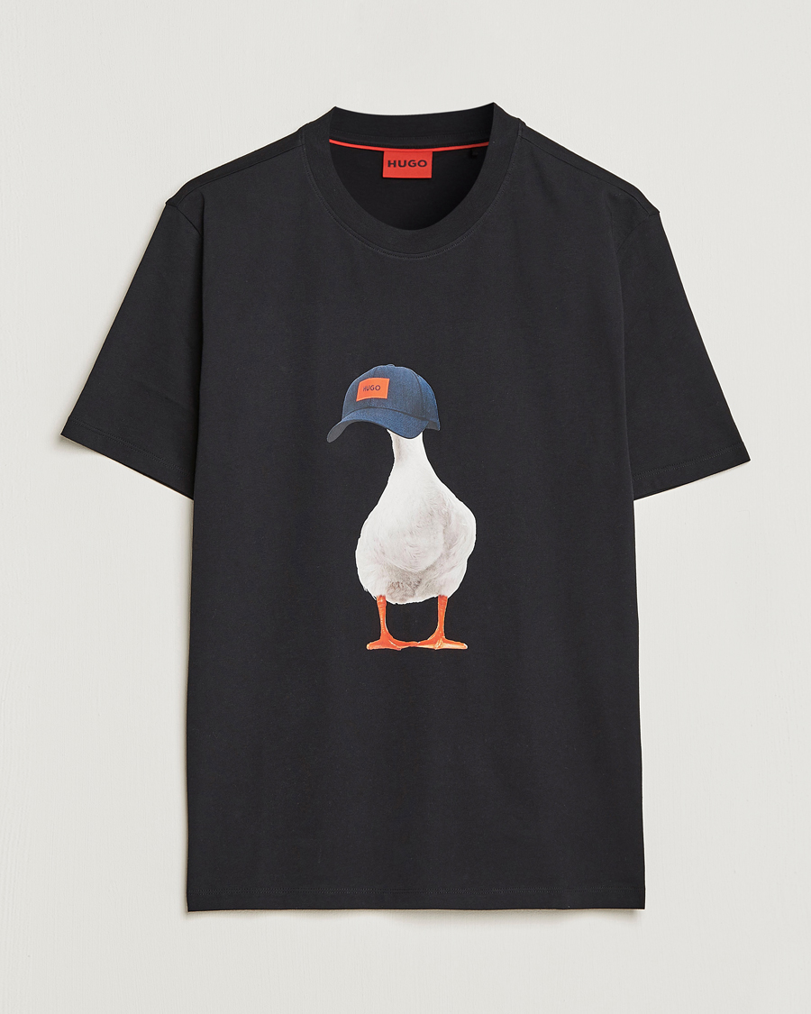 Herre | T-Shirts | HUGO | Ducky Printed Crew Neck T-Shirt Black