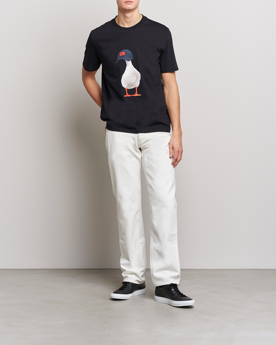 Herre | T-Shirts | HUGO | Ducky Printed Crew Neck T-Shirt Black