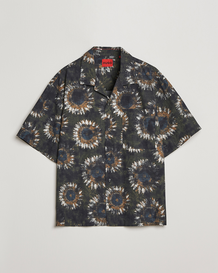 Herre | Skjorter | HUGO | Egeeno Printed Resort Collar Short Sleeve Shirt Green
