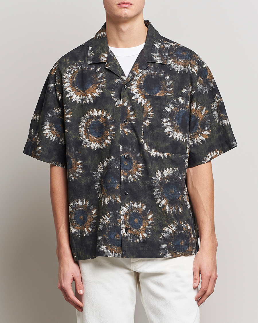 Herre | Kortærmede skjorter | HUGO | Egeeno Printed Resort Collar Short Sleeve Shirt Green