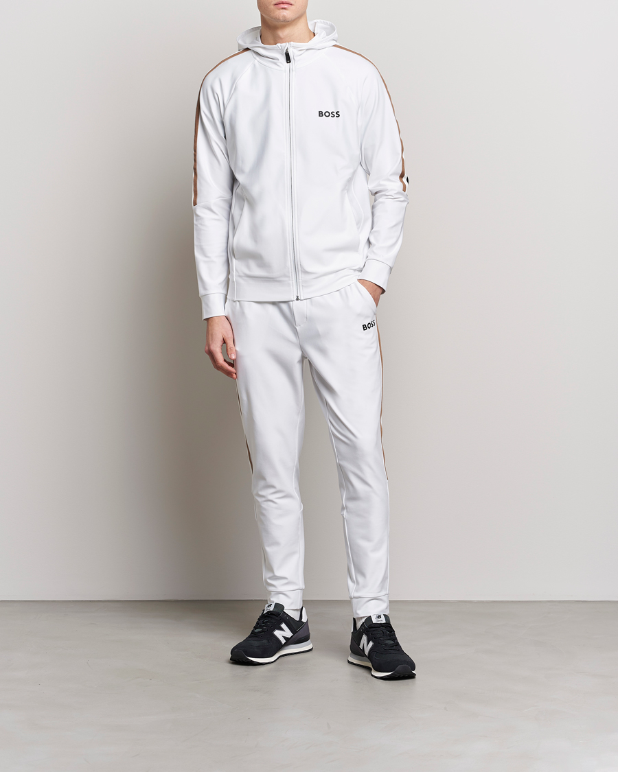 Herre | Trøjer | BOSS GREEN | Sicon Performance Full-Zip Hoodie White
