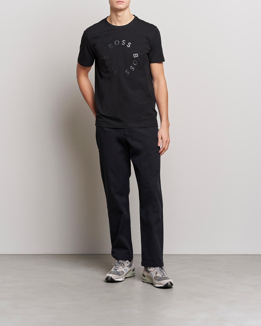 Herre | T-Shirts | BOSS GREEN | Circle Logo Crew Neck T-Shirt Black