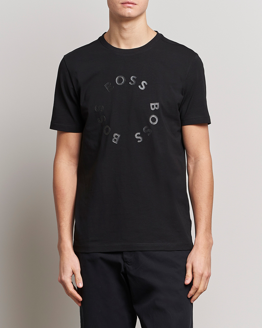 Herre | T-Shirts | BOSS GREEN | Circle Logo Crew Neck T-Shirt Black