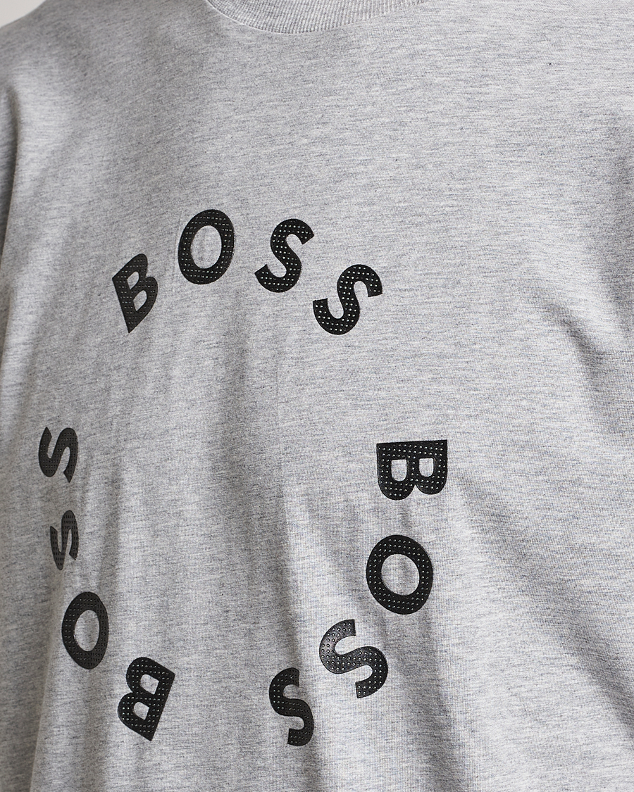Herre | T-Shirts | BOSS GREEN | Circle Logo Crew Neck T-Shirt Light Grey