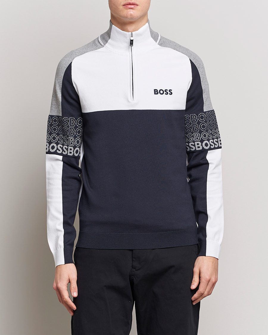 Herre | Trøjer | BOSS GREEN | Zolko Knitted Half-Zip Dark Blue