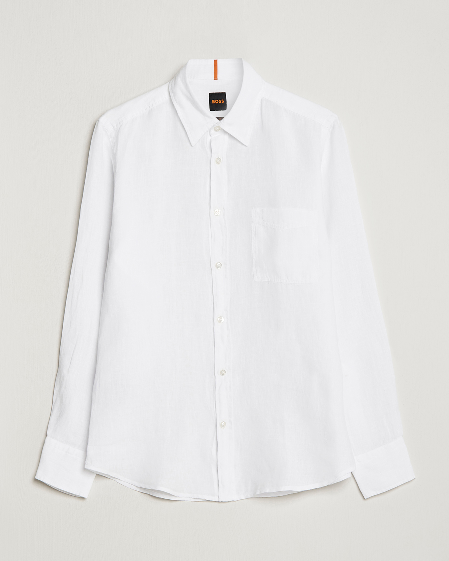 Herre | Skjorter | BOSS ORANGE | Relegant Linen Shirt White
