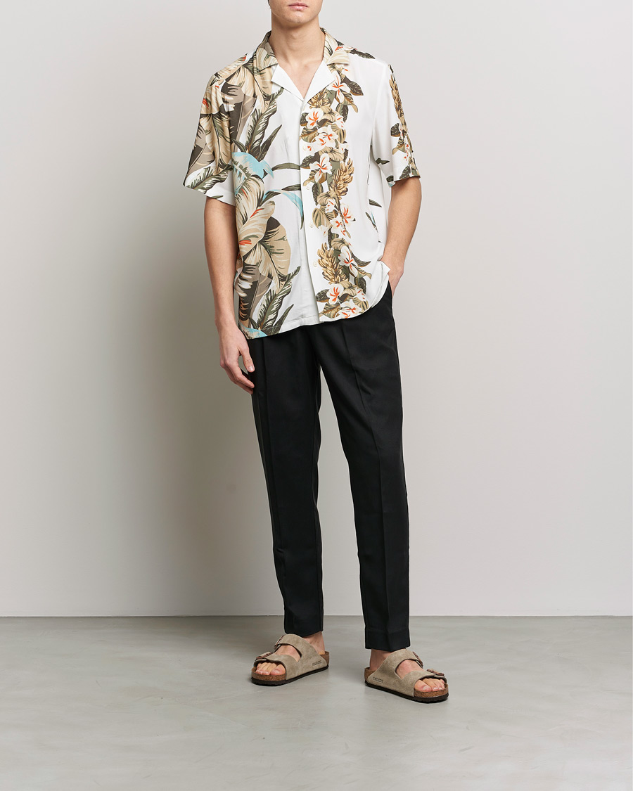 Herre | Skjorter | BOSS ORANGE | Rayer Resort Collar Printed Short Sleeve Shirt Whi