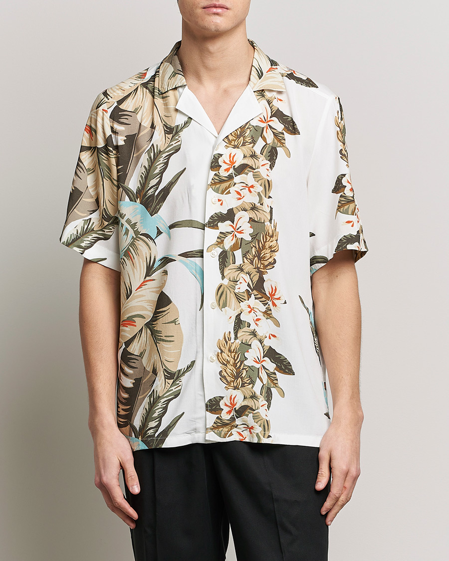 Herre | Skjorter | BOSS ORANGE | Rayer Resort Collar Printed Short Sleeve Shirt Whi