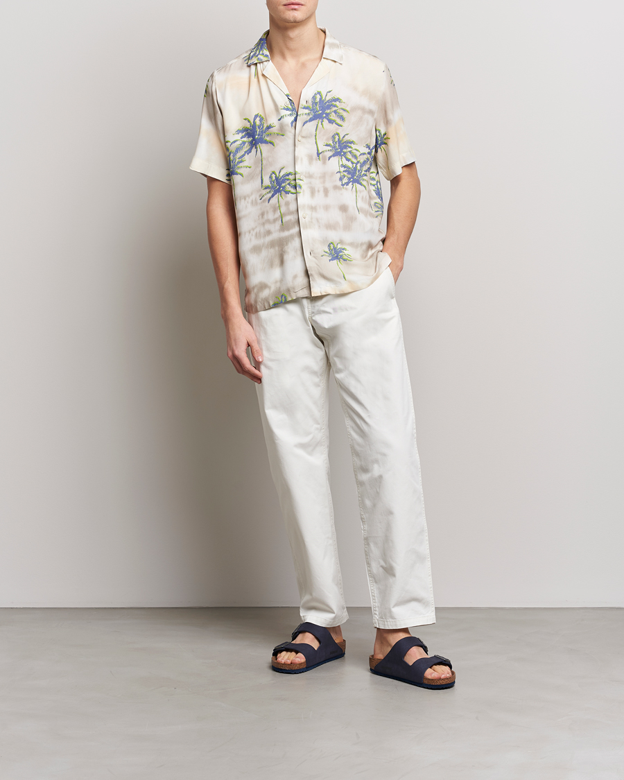 Herre | Skjorter | BOSS ORANGE | Rayer Resort Collar Printed Short Sleeve Shirt Bei