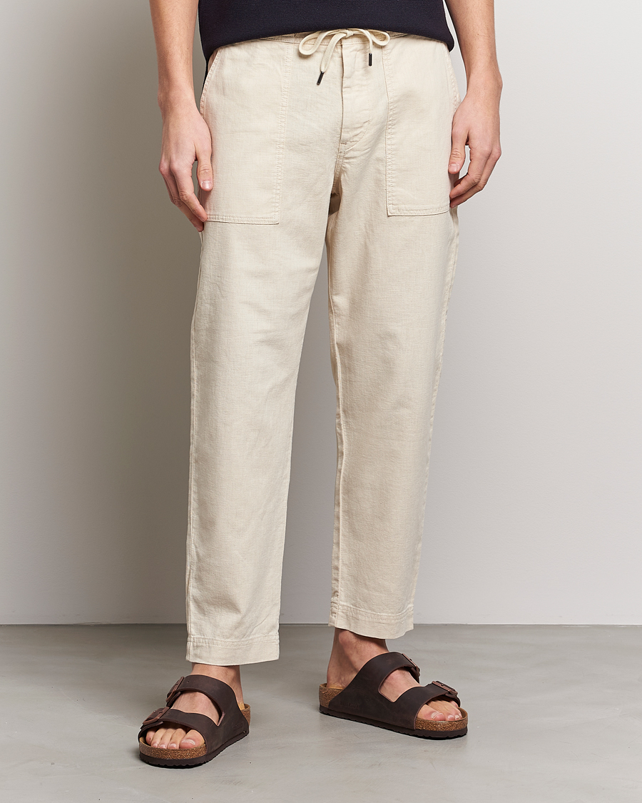 Herre | Bukser | BOSS ORANGE | Sisla Cotton/Linen Drawstring Pants Light Beige