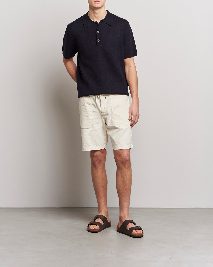 Herre | Shorts | BOSS ORANGE | Sisla Cotton/Linen Drawstring Shorts Light Beige