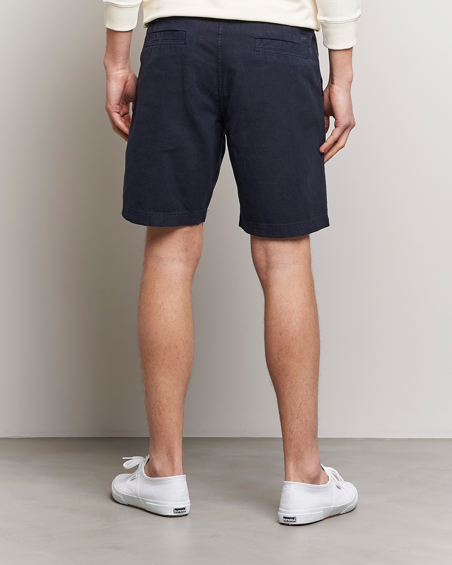 Herre | Shorts | BOSS ORANGE | Sisla Cotton/Linen Drawstring Shorts Dark Blue
