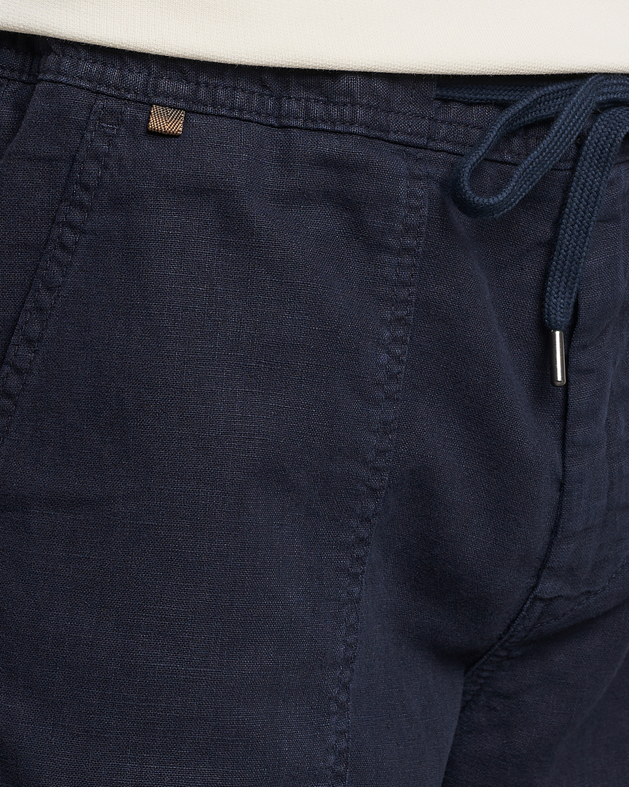Herre | Shorts | BOSS ORANGE | Sisla Cotton/Linen Drawstring Shorts Dark Blue