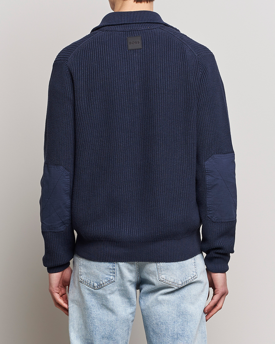 Herre | Trøjer | BOSS ORANGE | Abinero Knitted Full-Zip Dark Blue