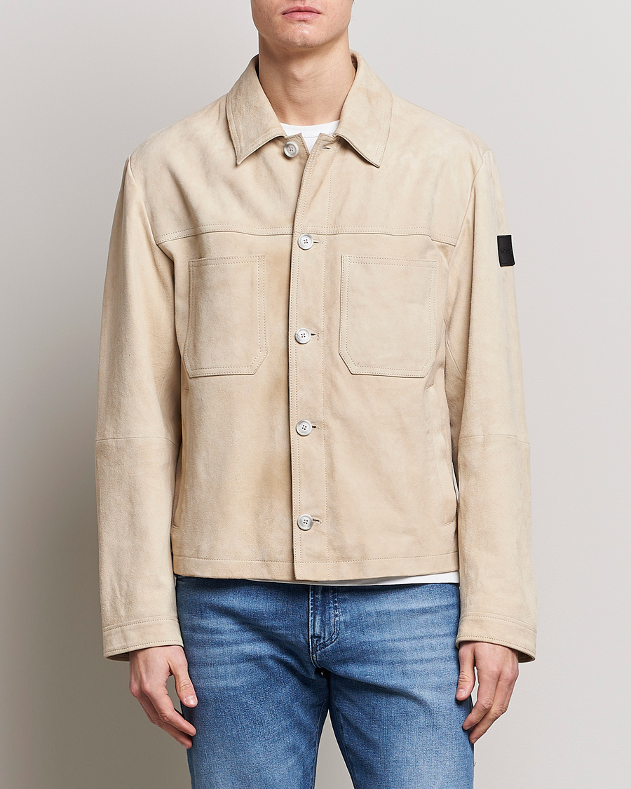 Herre | Jakker | BOSS ORANGE | Jaked Suede Jacket Light Beige