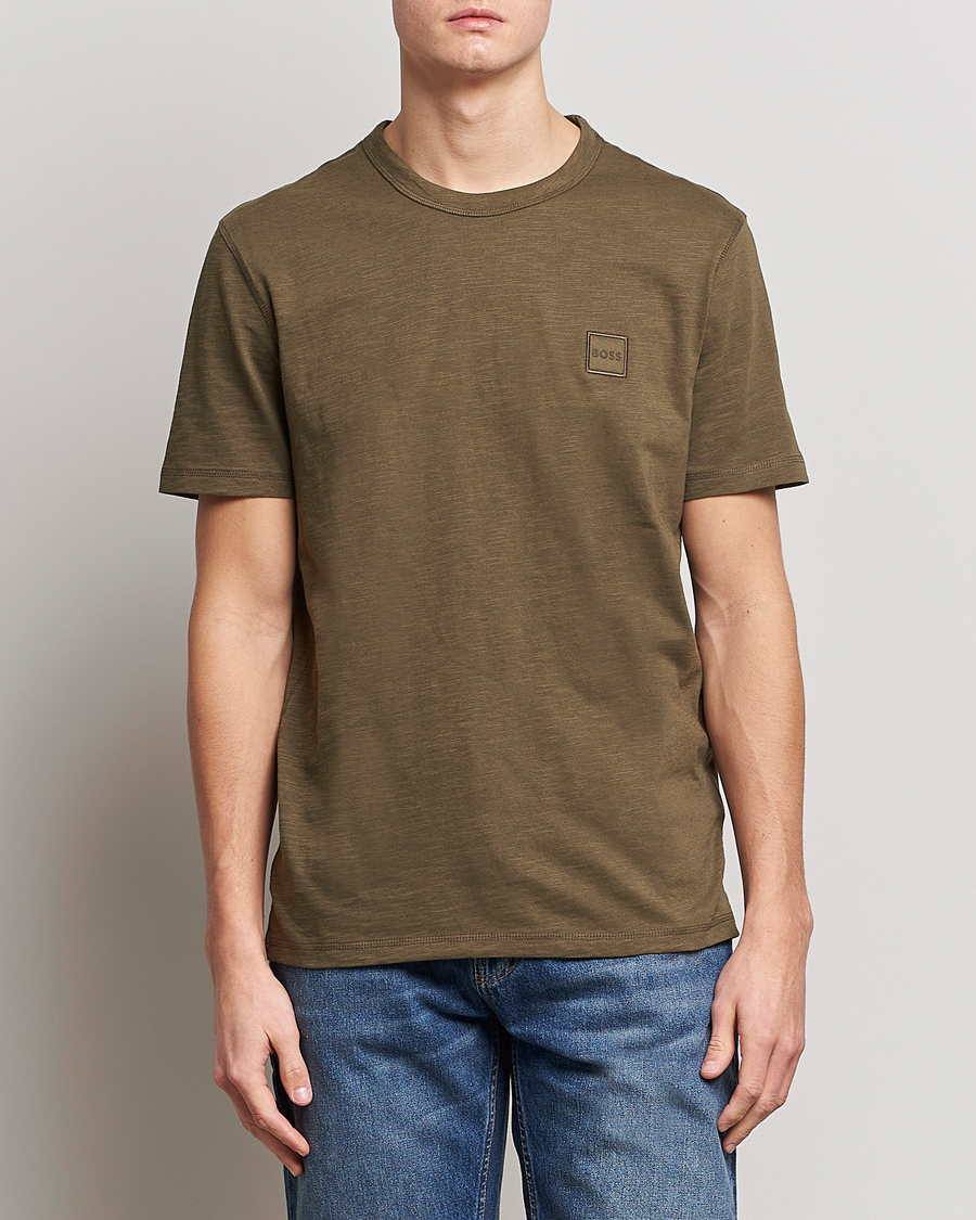 Herre | T-Shirts | BOSS ORANGE | Tegood Slub Crew Neck T-Shirt Dark Green