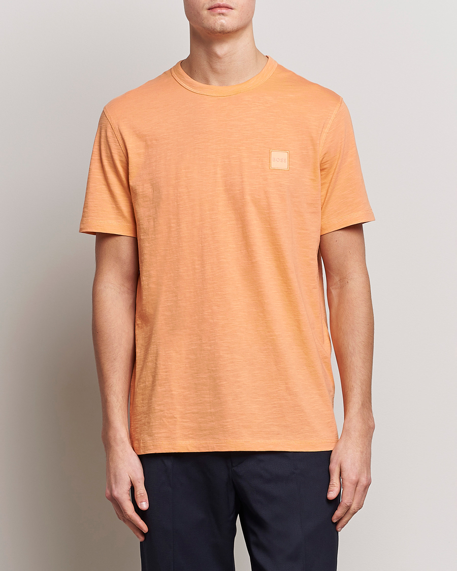 Herre |  | BOSS Casual | Tegood Slub Crew Neck T-Shirt Pastel Orange