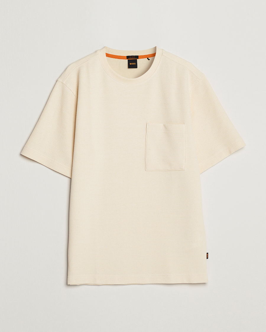 Herre | T-Shirts | BOSS ORANGE | Tempesto Knitted Crew Neck T-Shirt Light Beige