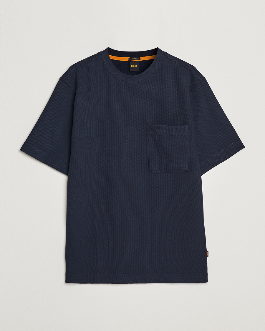 Herre | T-Shirts | BOSS ORANGE | Tempesto Knitted Crew Neck T-Shirt Dark Blue