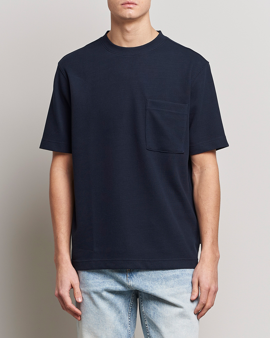 Herre | T-Shirts | BOSS ORANGE | Tempesto Knitted Crew Neck T-Shirt Dark Blue