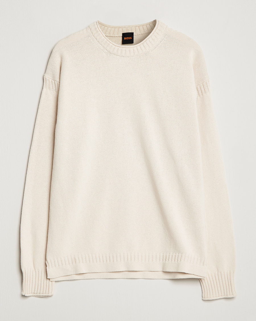 Herre | Trøjer | BOSS ORANGE | Arcott Knitted Sweater Open White