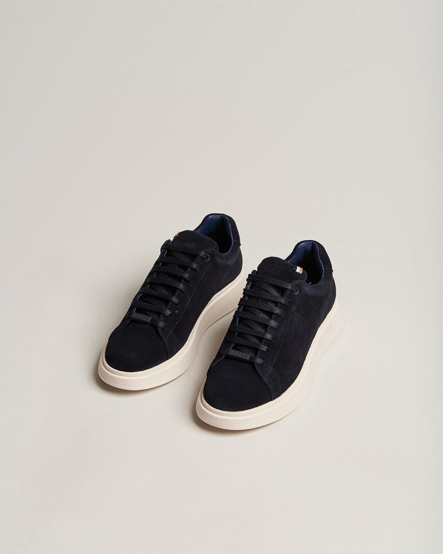 Herre | BOSS BLACK | BOSS BLACK | Bulton Suede Sneaker Dark Blue