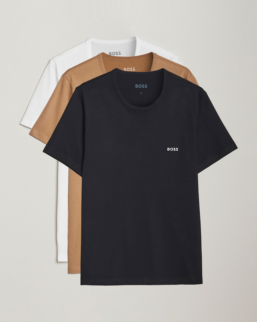 Herre | T-Shirts | BOSS BLACK | 3-Pack Crew Neck T-Shirt Beige/White/Black