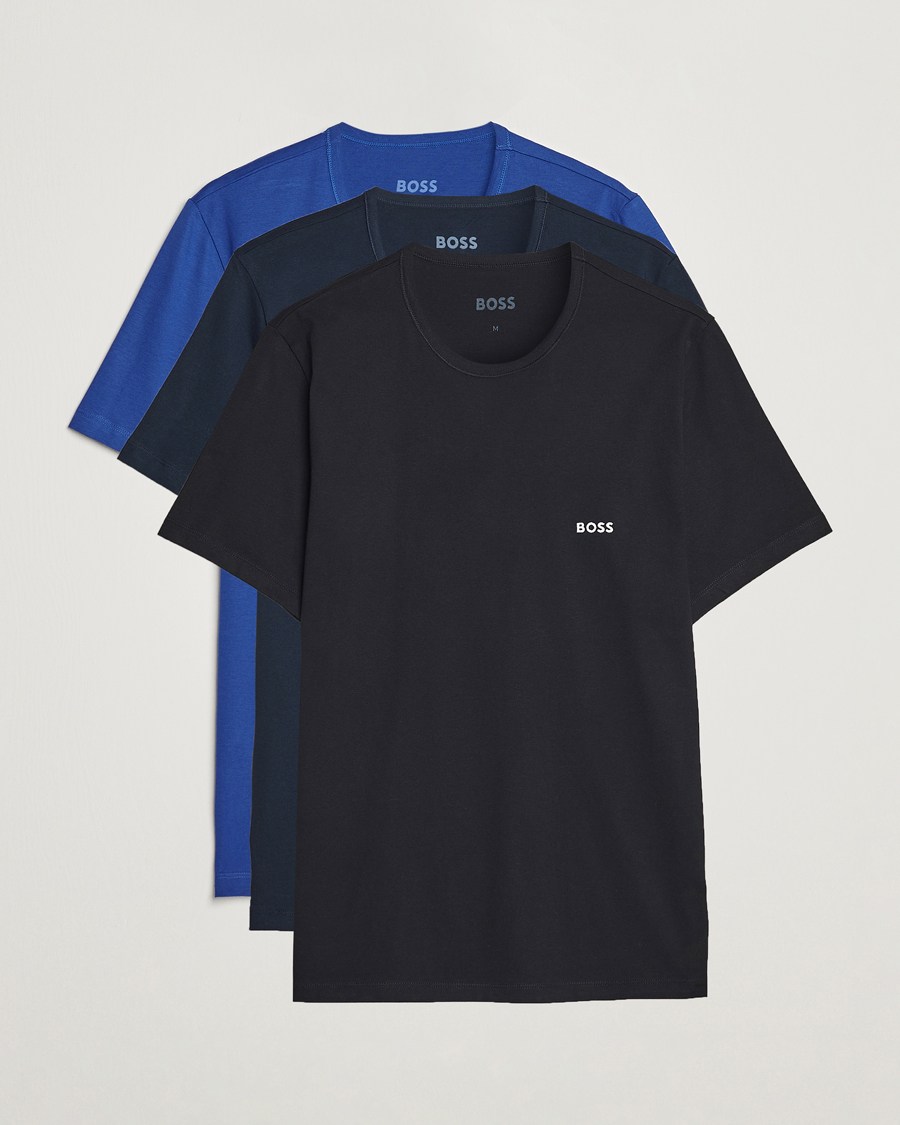 Herre | T-Shirts | BOSS BLACK | 3-Pack Crew Neck T-Shirt Blue/Navy/Dark Blue