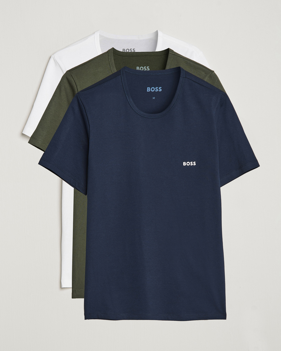 Herre | T-Shirts | BOSS BLACK | 3-Pack Crew Neck T-Shirt Navy/Green/White