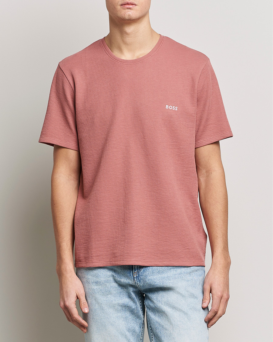 Herre | T-Shirts | BOSS BLACK | Waffle Logo Crew Neck T-Shirt Open Pink