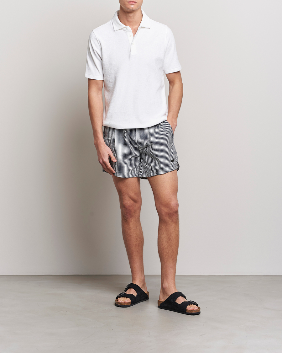 Herre | Badebukser | BOSS BLACK | Velvetfish Seersucker Swimshorts Black/White