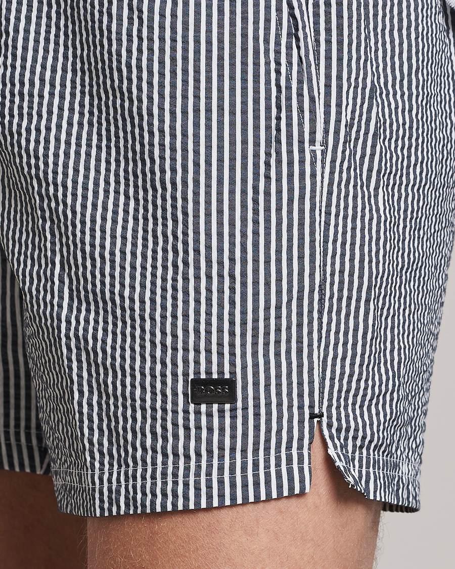 Herre | Badebukser | BOSS BLACK | Velvetfish Seersucker Swimshorts Black/White