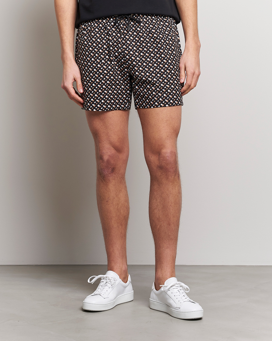 Herre | Badebukser | BOSS BLACK | Manu Monogram Logo Swimshorts Black