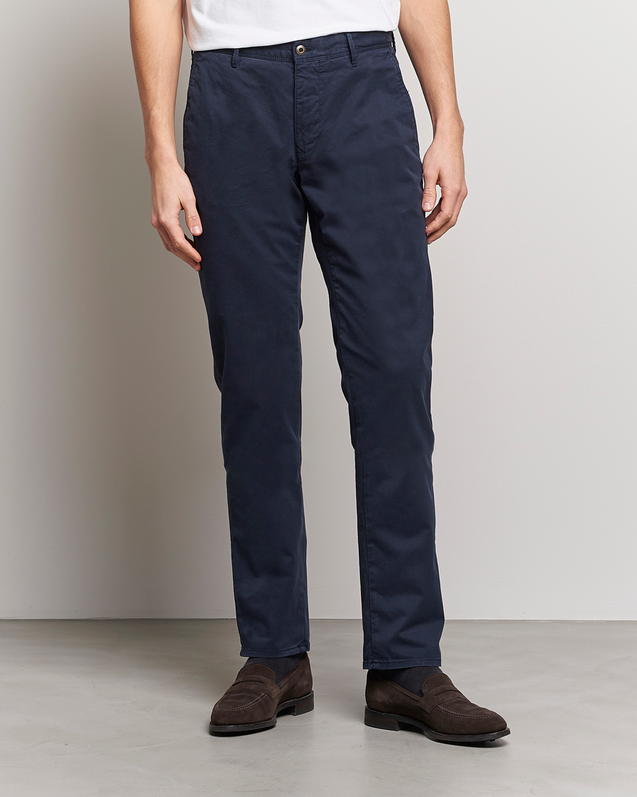 Herre | Bukser | Incotex | Slim Fit Garment Dyed Slacks Navy