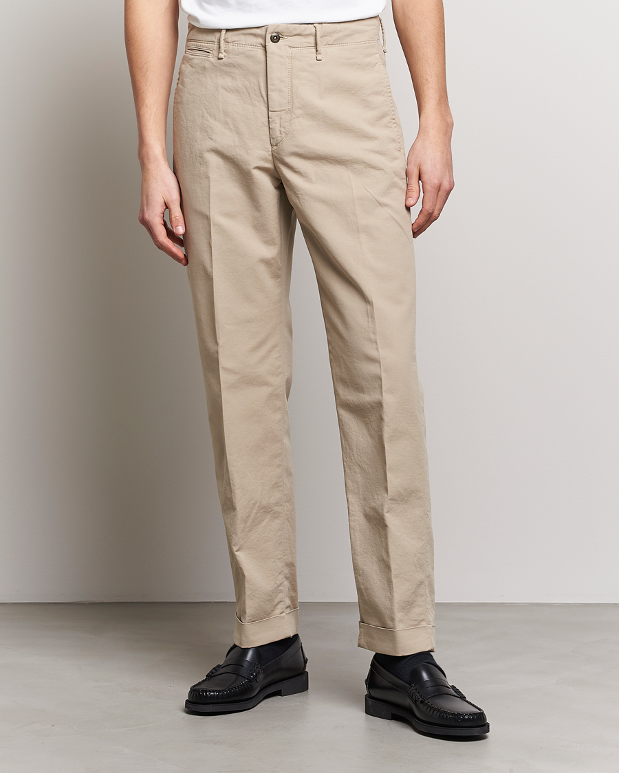 Herre | Bukser | Incotex | Regular Fit Cotton Stretch Slacks Beige