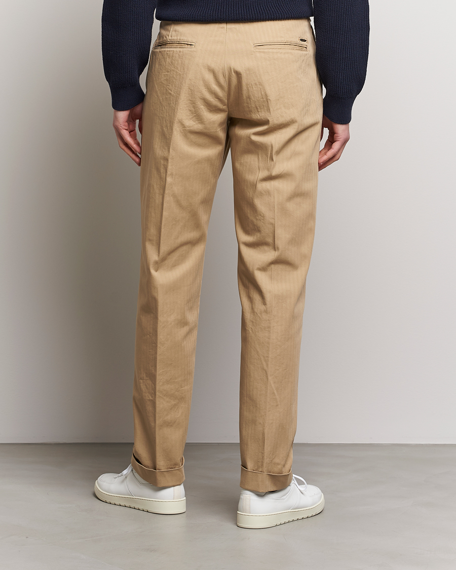 Herre | Bukser | Incotex | Regular Fit Herringbone Chinos Khaki