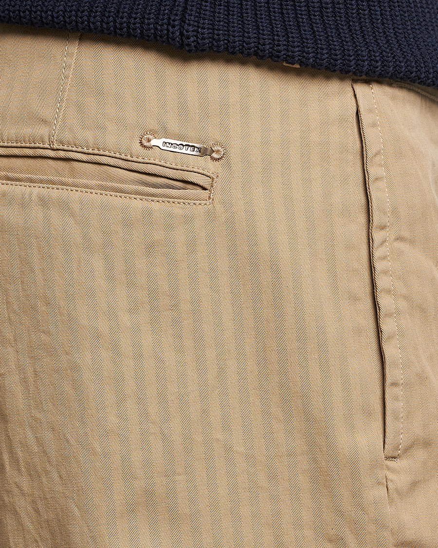 Herre | Bukser | Incotex | Regular Fit Herringbone Chinos Khaki