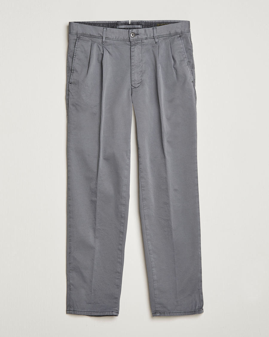 Herre | Bukser | Incotex | Tapered Fit Pleated Slacks Dark Grey