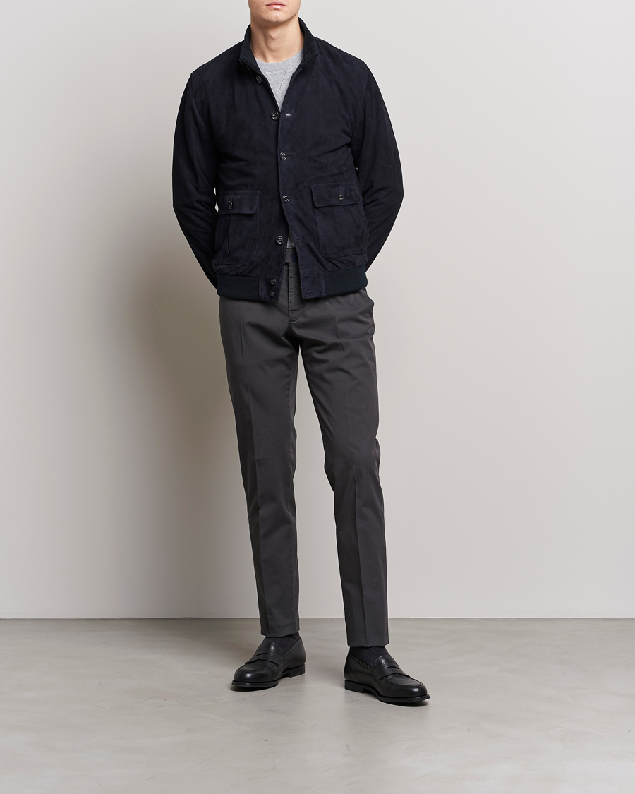 Herre | Bukser | Incotex | Slim Fit Comfort Chinos Charcoal