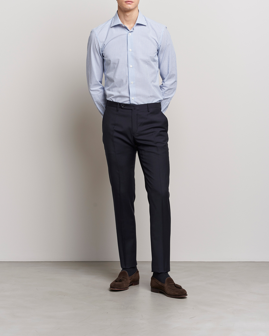 Herre | Bukser | Incotex | Slim Fit Tropical Wool Trousers Navy