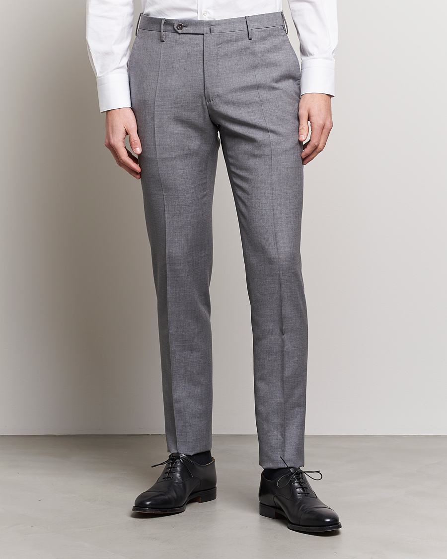 Herre | Habitbukser | Incotex | Slim Fit Tropical Wool Trousers Light Grey