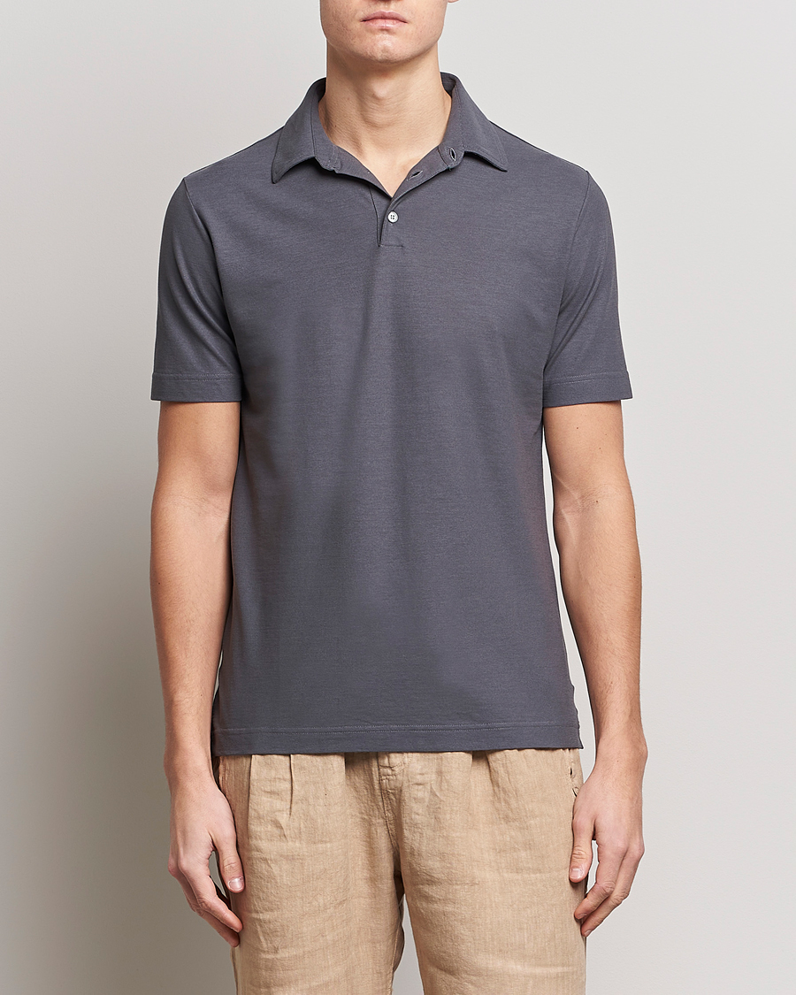 Herre | Polotrøjer | Zanone | Ice Cotton Polo Dark Grey