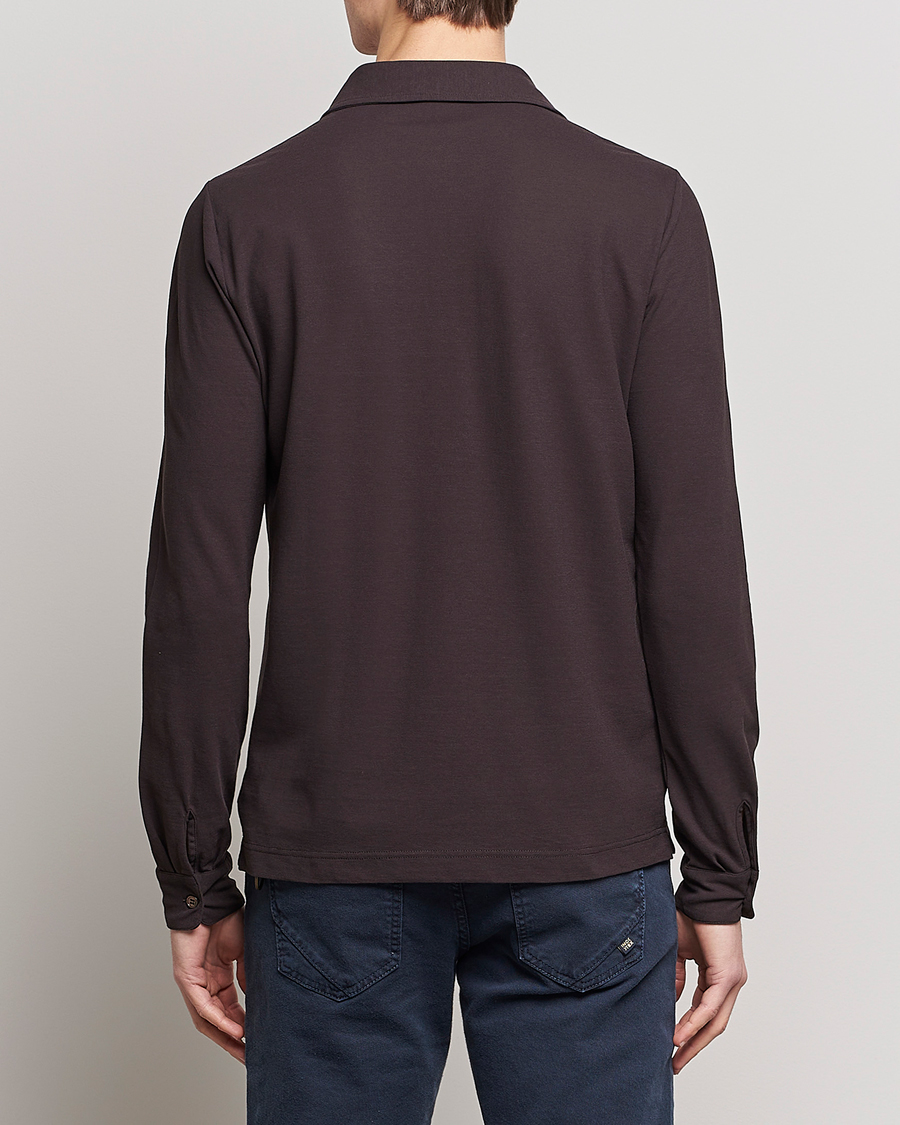 Herre | Trøjer | Zanone | Ice Cotton Long Sleeve Polo Dark Brown