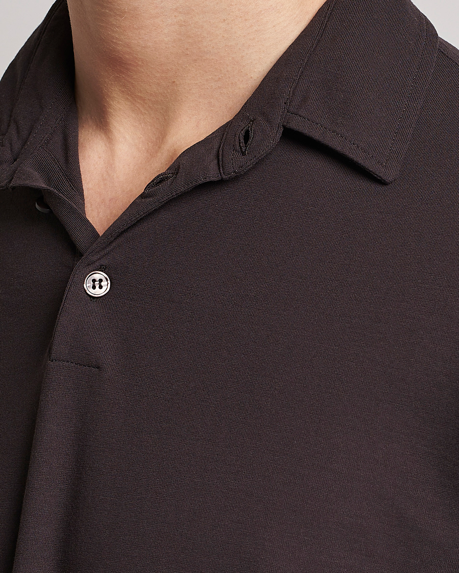 Herre | Trøjer | Zanone | Ice Cotton Long Sleeve Polo Dark Brown