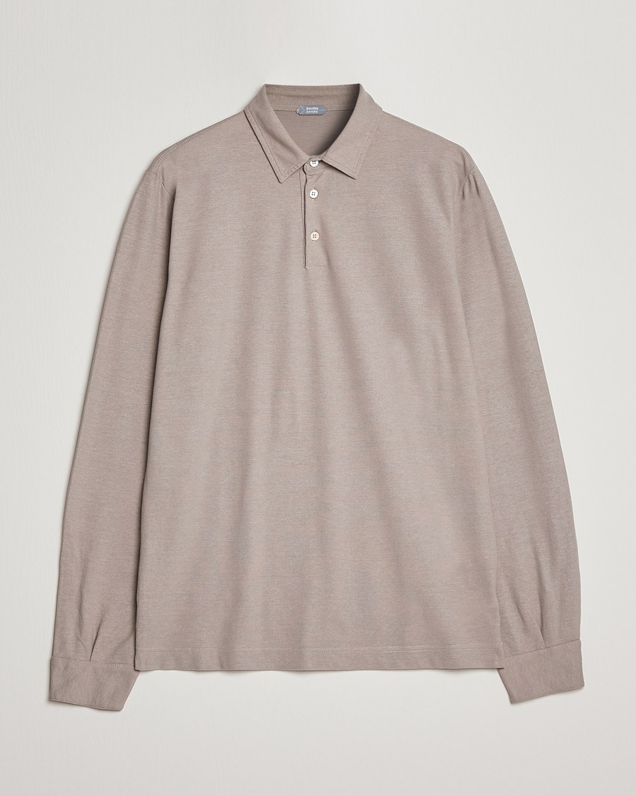 Herre | Trøjer | Zanone | Ice Cotton Long Sleeve Polo Beige