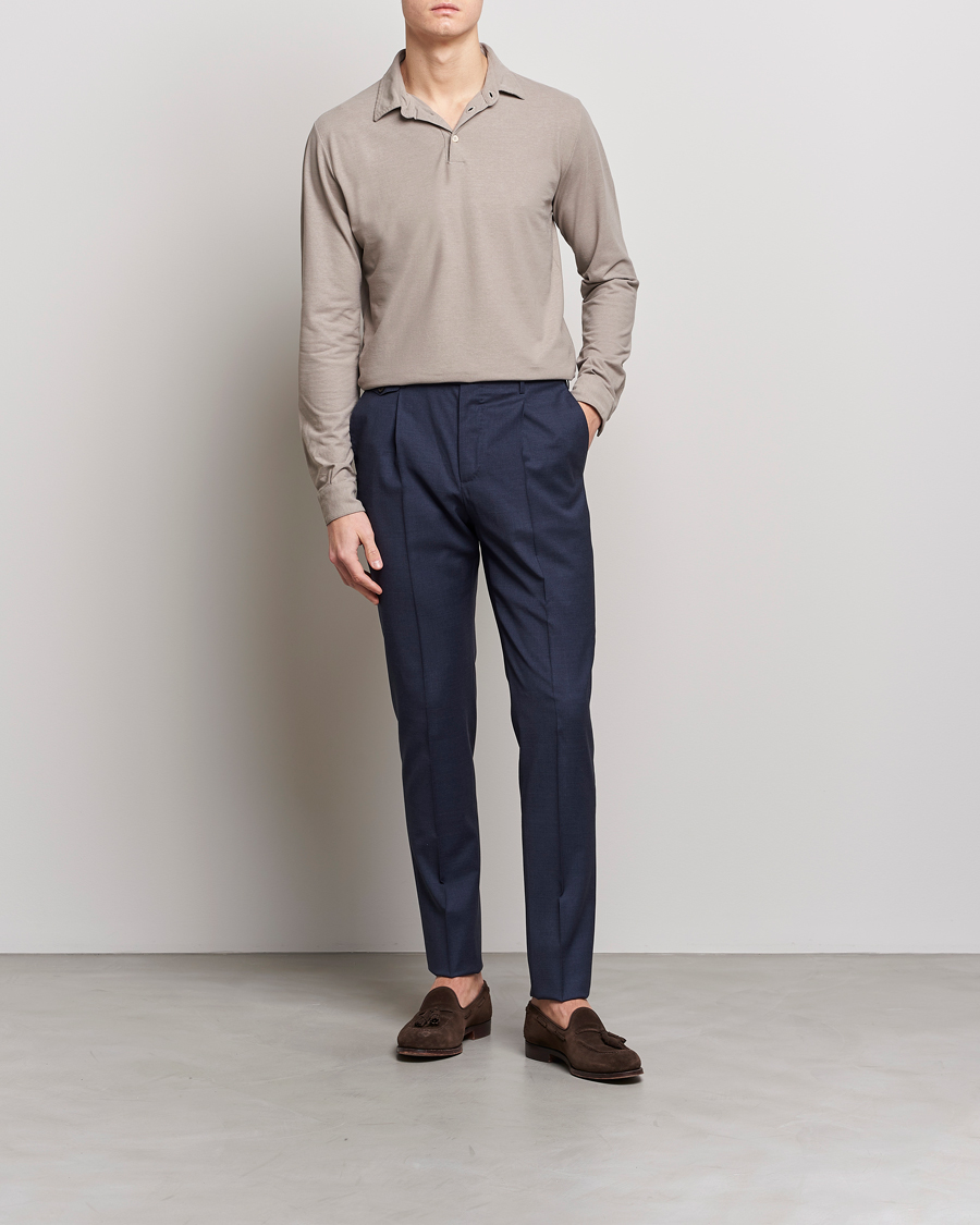 Herre | Trøjer | Zanone | Ice Cotton Long Sleeve Polo Beige