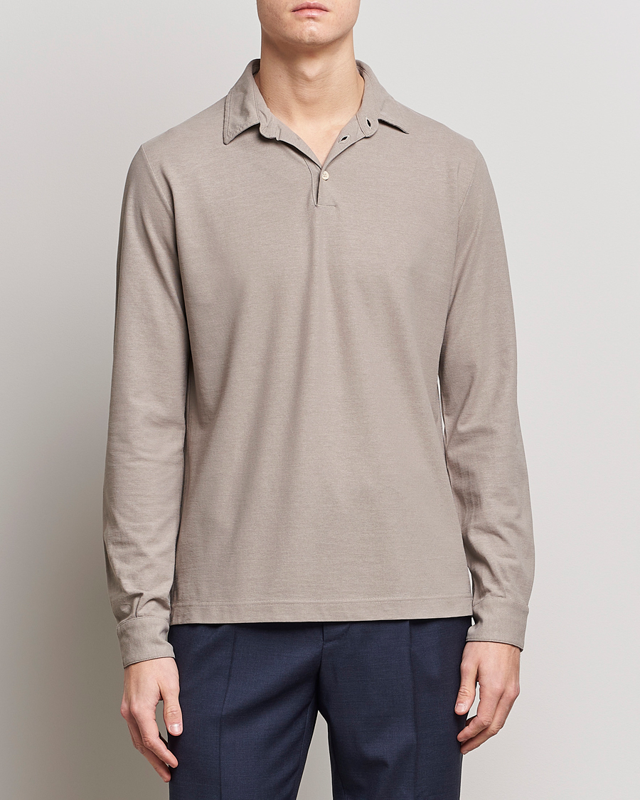 Herre | Trøjer | Zanone | Ice Cotton Long Sleeve Polo Beige