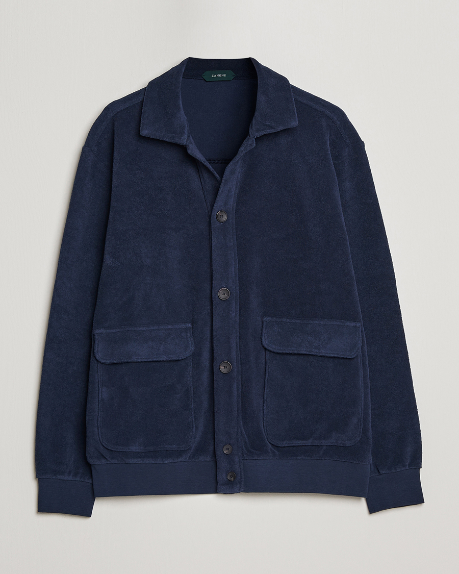 Herre | Trøjer | Zanone | Terry Cotton Jersey Jacket Navy