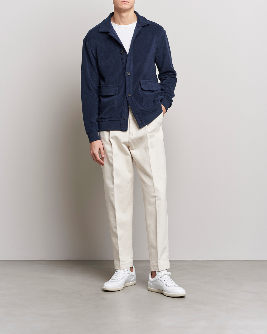 Herre | Trøjer | Zanone | Terry Cotton Jersey Jacket Navy